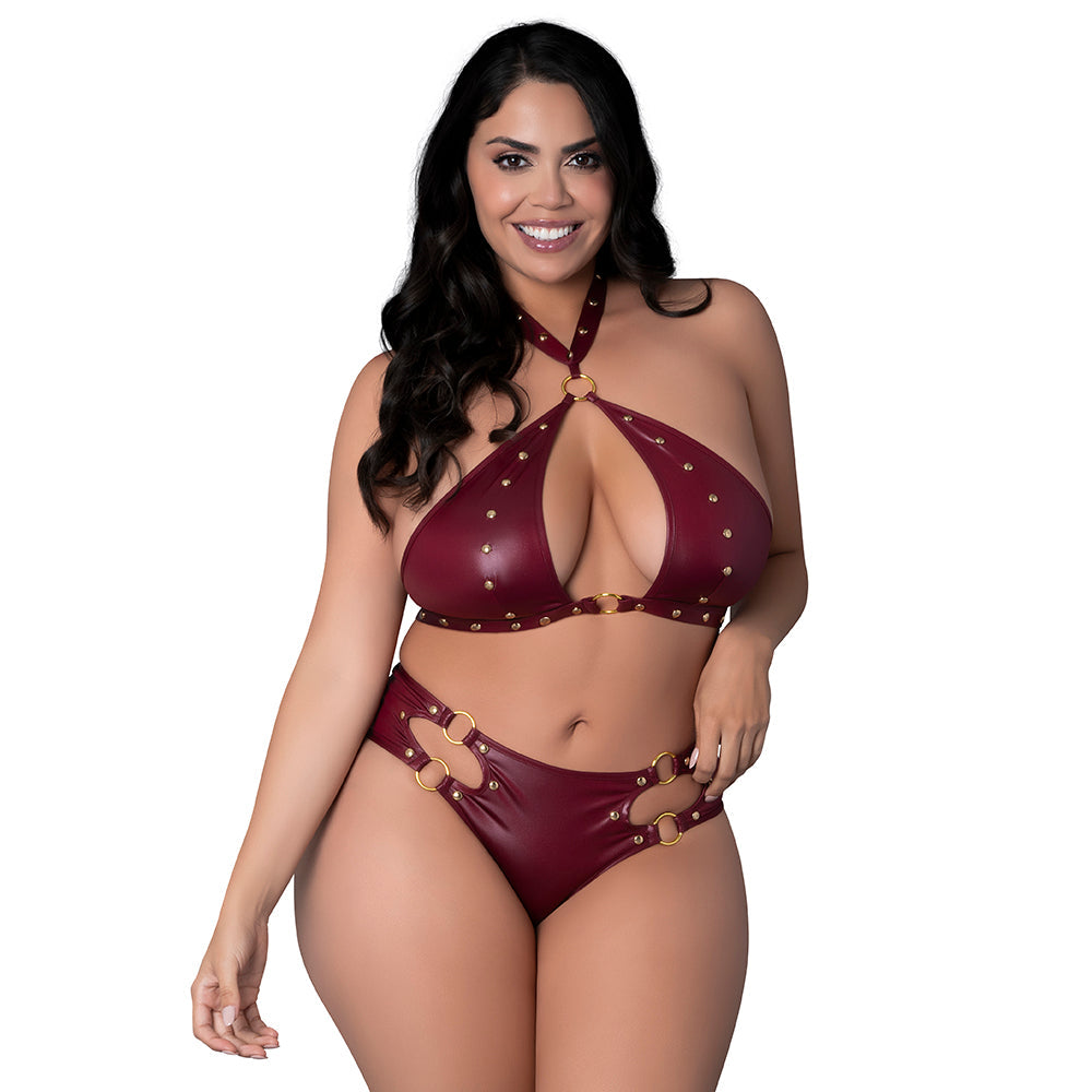 Juno BDSM Lingerie Set in Burgundy by Male Power